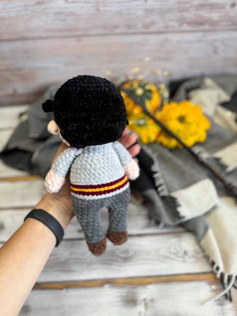 Harry Wizard with Owl Crochet Decor Keepsake, Magical Shelf Decoration, Christmas Gift