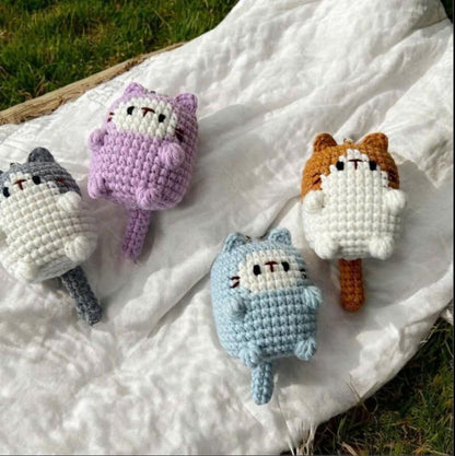 Crochet Cat Keychain: Handmade Cotton Amigurumi Keyring