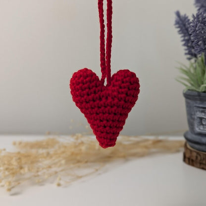 Crochet Heart Car Charm| Heart Rearview Mirror Hanger