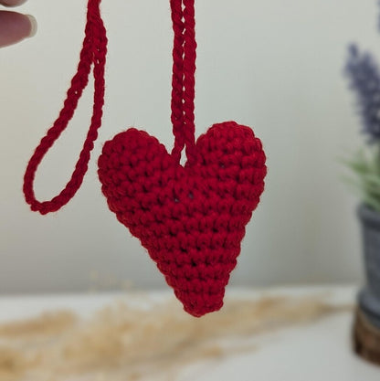 Crochet Heart Car Charm| Heart Rearview Mirror Hanger
