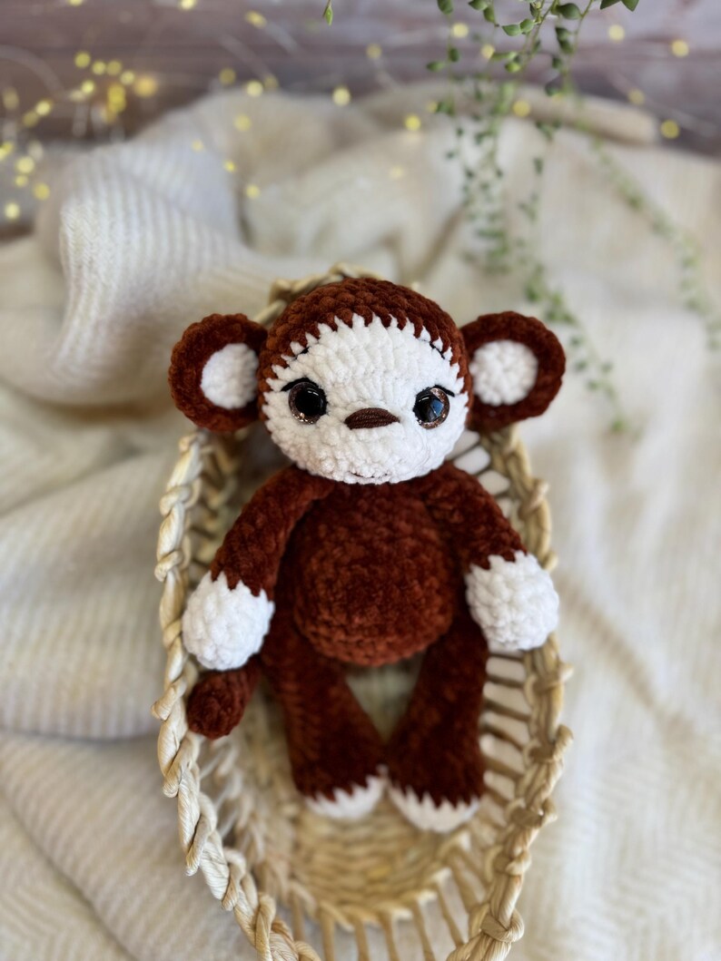 Crochet Monkey Plush, Handmade Amigurumi Monkey, Plush Monkey Decor, Monkey Gift, Jungle Animal Decor, Nursery Decor
