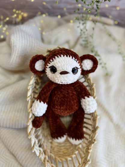 Crochet Monkey Plush, Handmade Amigurumi Monkey, Plush Monkey Decor, Monkey Gift, Jungle Animal Decor, Nursery Decor