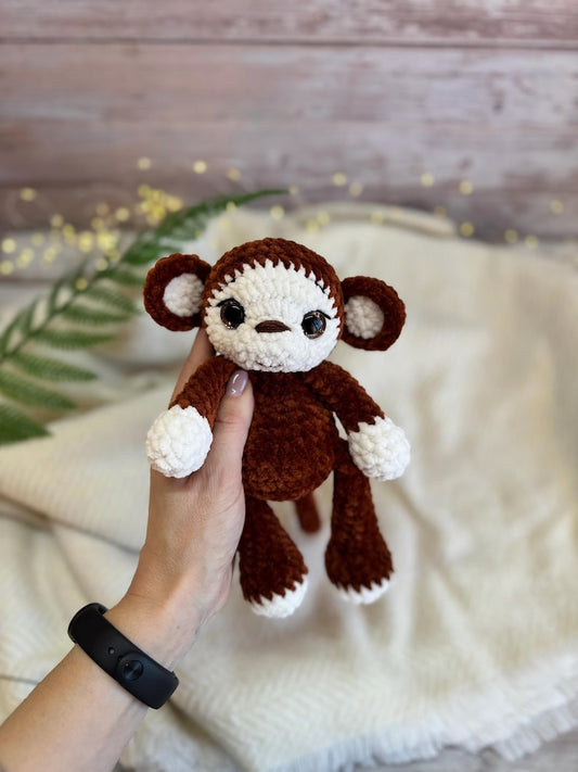 Crochet Monkey Plush, Handmade Amigurumi Monkey, Plush Monkey Decor, Monkey Gift, Jungle Animal Decor, Nursery Decor