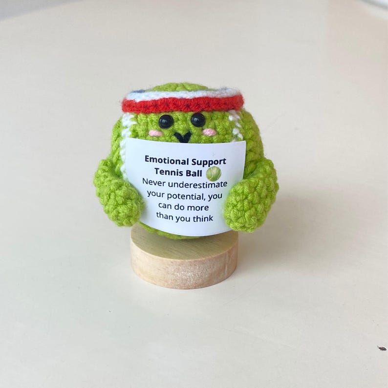 Funny Positive Tennis Ball, Knitted Tennis Ball Toy With Positive Card, Cute Ball Wool Inspirational, Cheer Up Gifts For Tennis Team Players