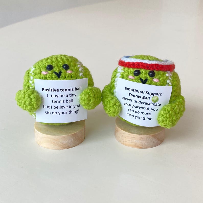 Funny Positive Tennis Ball, Knitted Tennis Ball Toy With Positive Card, Cute Ball Wool Inspirational, Cheer Up Gifts For Tennis Team Players