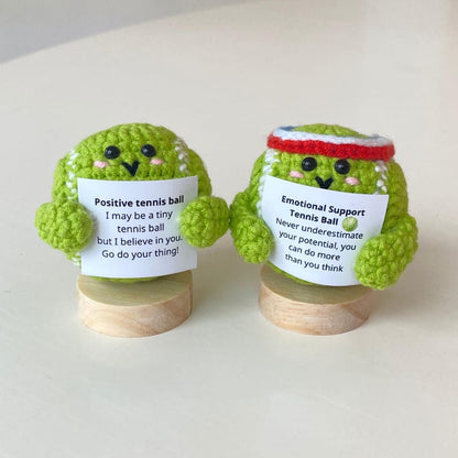 Funny Positive Tennis Ball, Knitted Tennis Ball Toy With Positive Card, Cute Ball Wool Inspirational, Cheer Up Gifts For Tennis Team Players