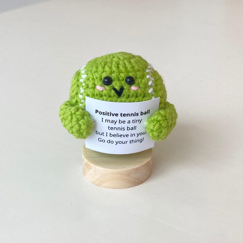 Funny Positive Tennis Ball, Knitted Tennis Ball Toy With Positive Card, Cute Ball Wool Inspirational, Cheer Up Gifts For Tennis Team Players
