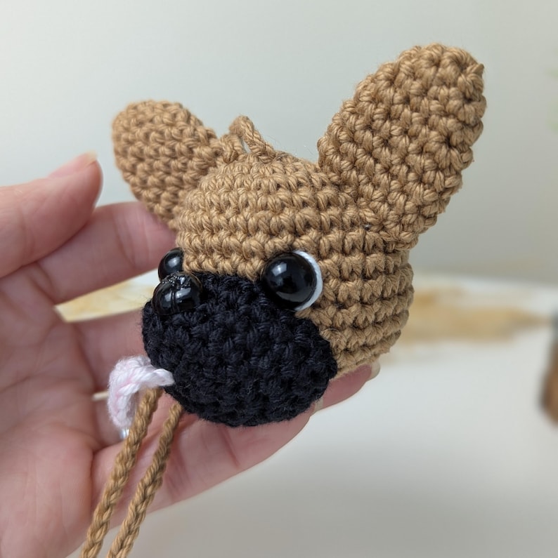 Crochet French Bulldog Car Charm | Dog Rearview Mirror Hanger