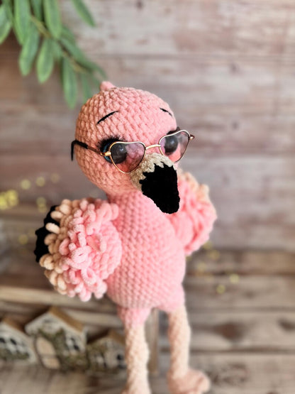 Crochet Pink Flamingo Figure, Handmade Tropical Bird Decor, Summer Home Accent, Flamingo Lover Gift, Coastal Decor