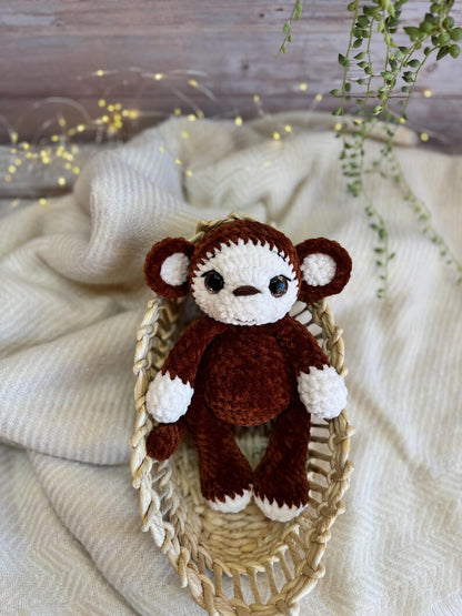 Crochet Monkey Plush, Handmade Amigurumi Monkey, Plush Monkey Decor, Monkey Gift, Jungle Animal Decor, Nursery Decor