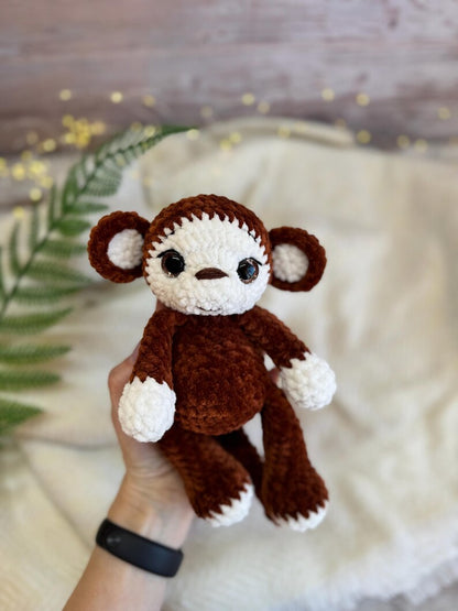 Crochet Monkey Plush, Handmade Amigurumi Monkey, Plush Monkey Decor, Monkey Gift, Jungle Animal Decor, Nursery Decor