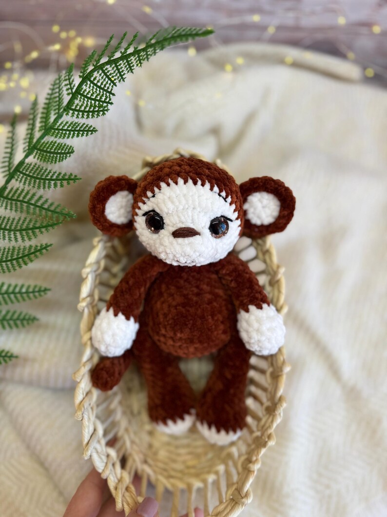 Crochet Monkey Plush, Handmade Amigurumi Monkey, Plush Monkey Decor, Monkey Gift, Jungle Animal Decor, Nursery Decor