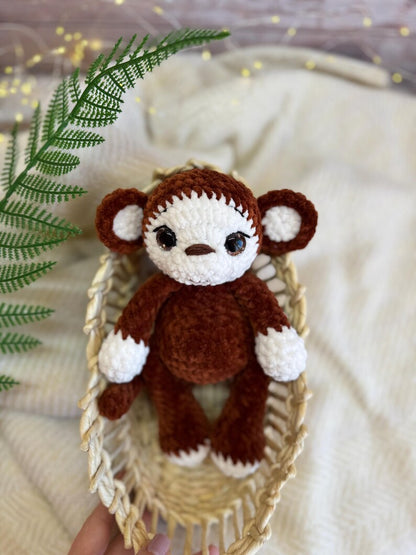 Crochet Monkey Plush, Handmade Amigurumi Monkey, Plush Monkey Decor, Monkey Gift, Jungle Animal Decor, Nursery Decor