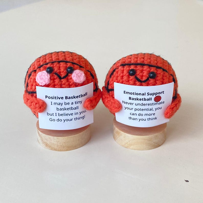 Funny Positive Basketball, Knitted Basketball Toy With Positive Card, Cute Ball Wool Inspirational, Cheer Up Gift For Basketball Team Player
