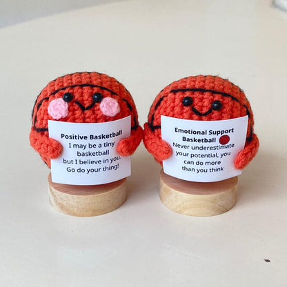 Funny Positive Basketball, Knitted Basketball Toy With Positive Card, Cute Ball Wool Inspirational, Cheer Up Gift For Basketball Team Player
