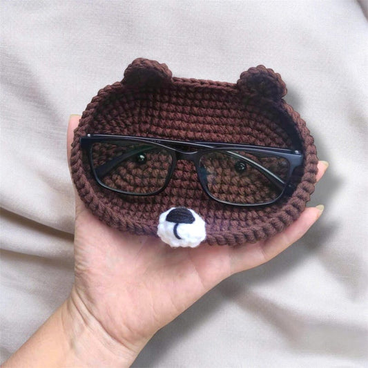 Crochet Bear Glasses Holder: Acrylic Teddy Bear Eyeglass Tray
