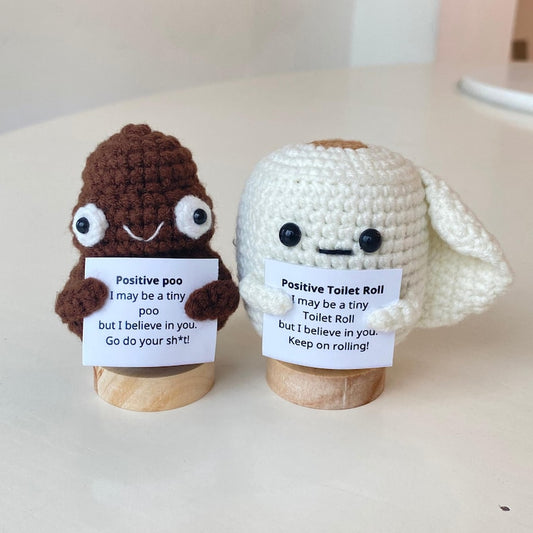 2PCS Crochet Supportive Poo/Toilet Paper, Positive Poo, Positive Toilet Paper, Desk Decor, Coworkers Gift, Cheer Up Birthday Gifts