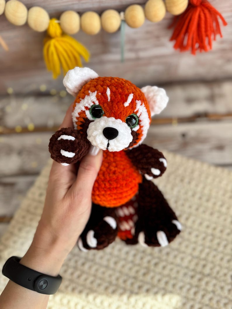 Crochet Red Panda Plush, Handmade Forest Animal, Cute Woodland Decor, Red Panda Lover Gift, Amigurumi Keepsake