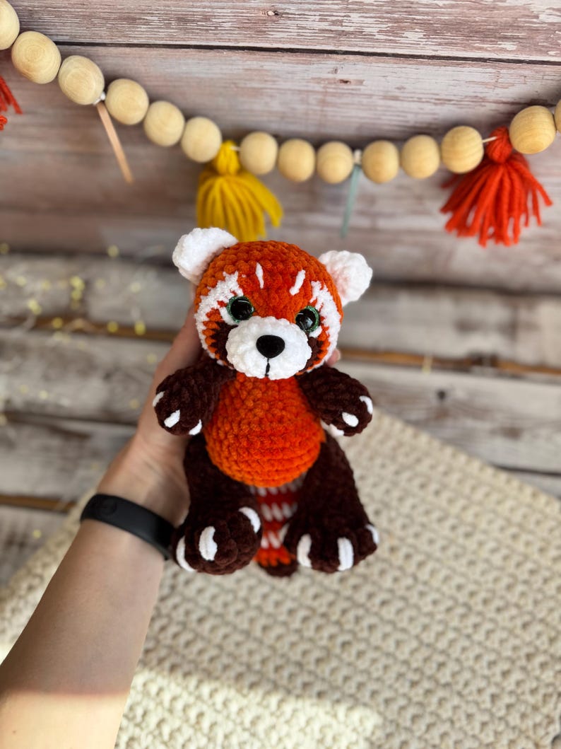 Crochet Red Panda Plush, Handmade Forest Animal, Cute Woodland Decor, Red Panda Lover Gift, Amigurumi Keepsake