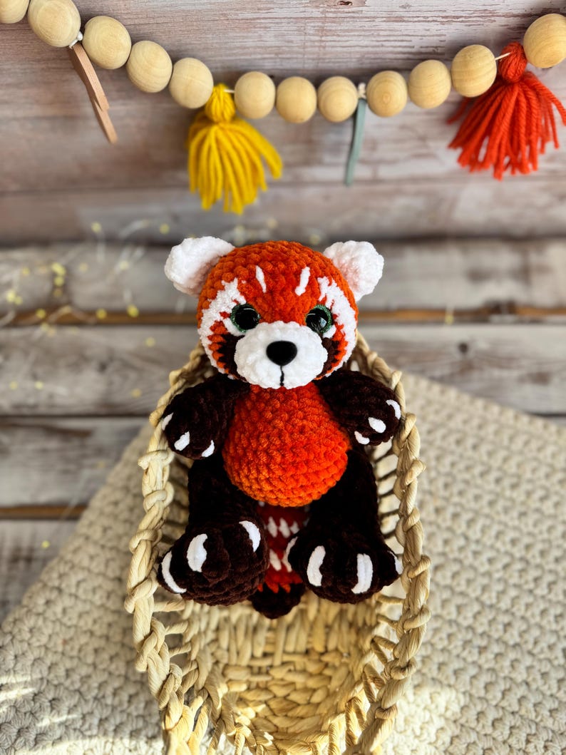 Crochet Red Panda Plush, Handmade Forest Animal, Cute Woodland Decor, Red Panda Lover Gift, Amigurumi Keepsake