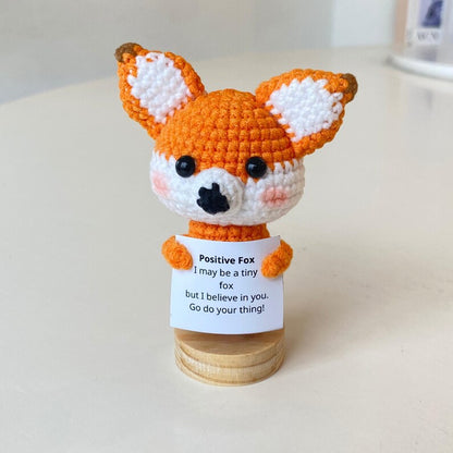 Funny Crochet Fox Positive With Desk Decorations, Supportive Fox Toy Plushies, Birthday Gift, Gifts For Children, Interesting Gifts