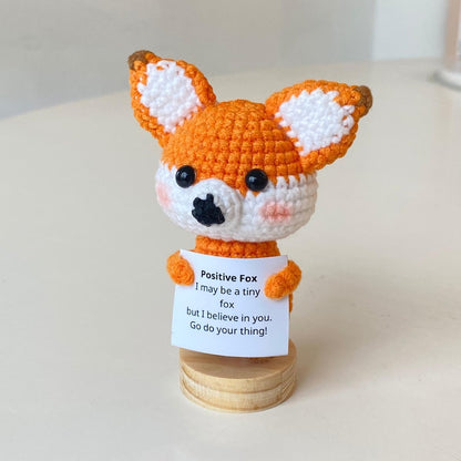 Funny Crochet Fox Positive With Desk Decorations, Supportive Fox Toy Plushies, Birthday Gift, Gifts For Children, Interesting Gifts