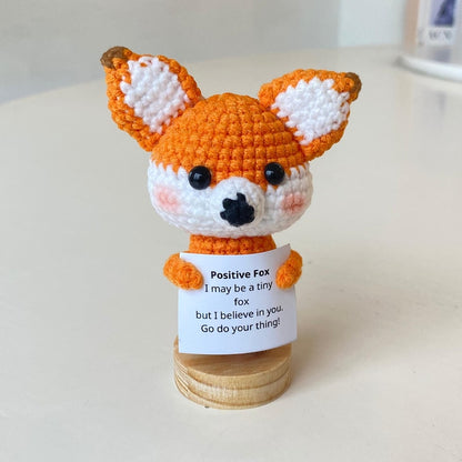 Funny Crochet Fox Positive With Desk Decorations, Supportive Fox Toy Plushies, Birthday Gift, Gifts For Children, Interesting Gifts
