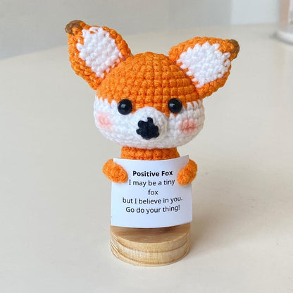Funny Crochet Fox Positive With Desk Decorations, Supportive Fox Toy Plushies, Birthday Gift, Gifts For Children, Interesting Gifts