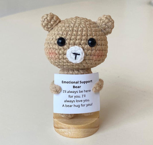 Handmade Crochet Bear Positive With Desk Decorations, Supportive Bear Plush, Birthday Gift, Gifts For Children, Interesting Gifts