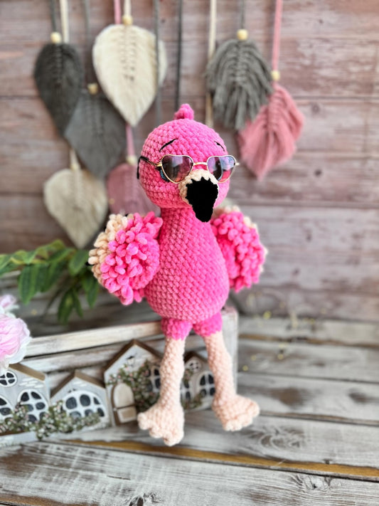 Crochet Pink Flamingo Figure, Handmade Tropical Bird Decor, Summer Home Accent, Flamingo Lover Gift, Coastal Decor