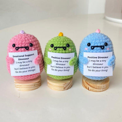 Handmade Positive Dinosaur, Supportive Dinosaur Crochet, Funny Best Friend Teacher, Coworker, Gifts For Her, Animal Supportive Gifts