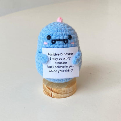 Handmade Positive Dinosaur, Supportive Dinosaur Crochet, Funny Best Friend Teacher, Coworker, Gifts For Her, Animal Supportive Gifts