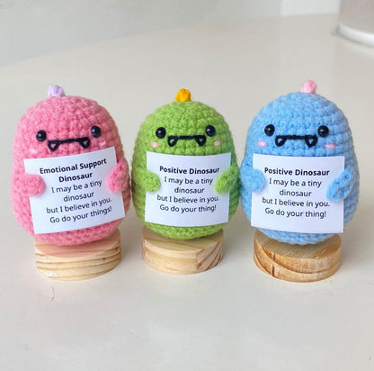Handmade Positive Dinosaur, Supportive Dinosaur Crochet, Funny Best Friend Teacher, Coworker, Gifts For Her, Animal Supportive Gifts