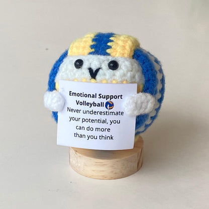 Funny Positive Volleyball, Knitted Volleyball Toy With Positive Card, Cute Ball Wool Inspirational, Cheer Up Gift For Volleyball Team Player