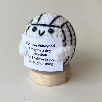 Funny Positive Volleyball, Knitted Volleyball Toy With Positive Card, Cute Ball Wool Inspirational, Cheer Up Gift For Volleyball Team Player