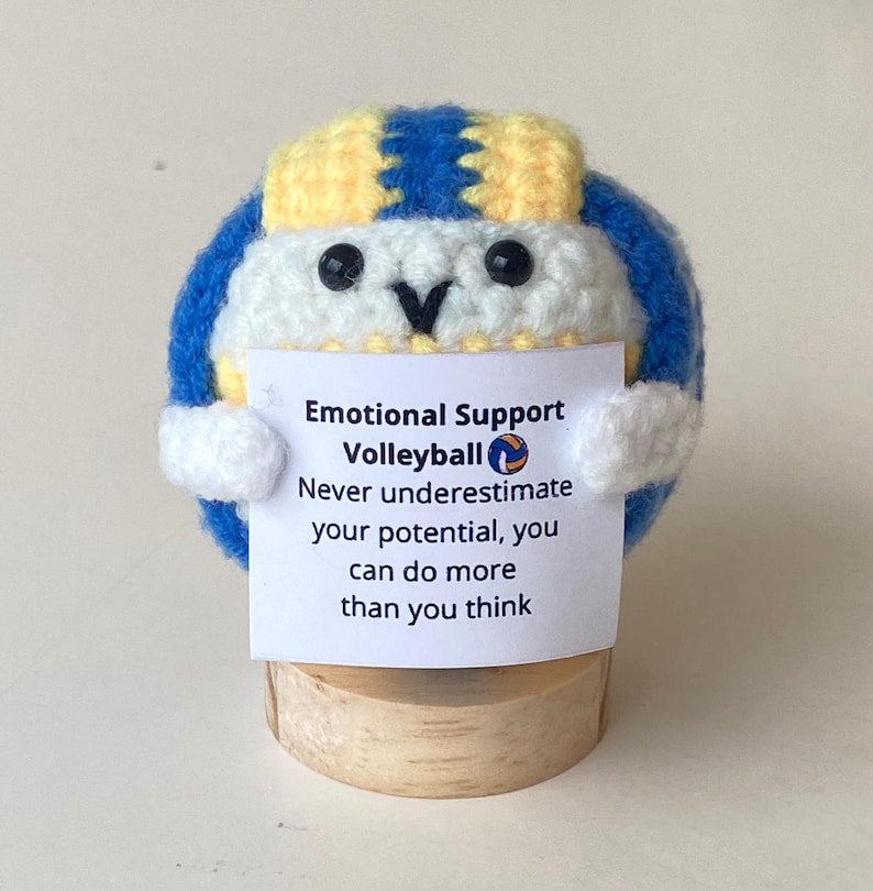 Funny Positive Volleyball, Knitted Volleyball Toy With Positive Card, Cute Ball Wool Inspirational, Cheer Up Gift For Volleyball Team Player
