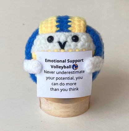 Funny Positive Volleyball, Knitted Volleyball Toy With Positive Card, Cute Ball Wool Inspirational, Cheer Up Gift For Volleyball Team Player