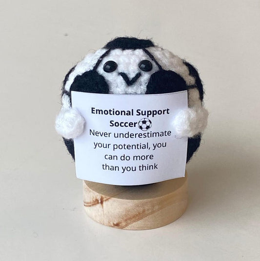 Funny Positive Soccer, Knitted Soccer Toy With Positive Card, Cute Ball Wool Inspirational, Cheer Up Gift For Soccer Team Player Gifs