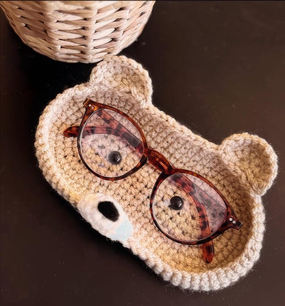 Crochet Bear Glasses Holder: Acrylic Teddy Bear Eyeglass Tray
