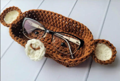 Crochet Animal Glasses Holder: Bear, Panda, Dog, Bee, Monkey, Frog