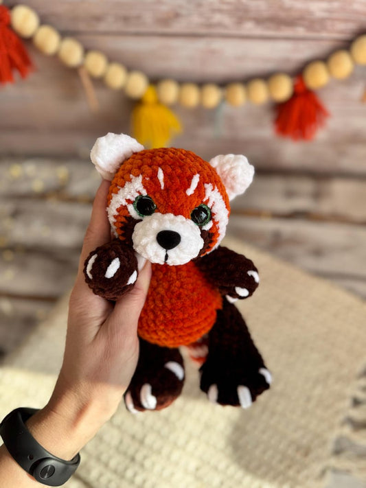 Crochet Red Panda Plush, Handmade Forest Animal, Cute Woodland Decor, Red Panda Lover Gift, Amigurumi Keepsake