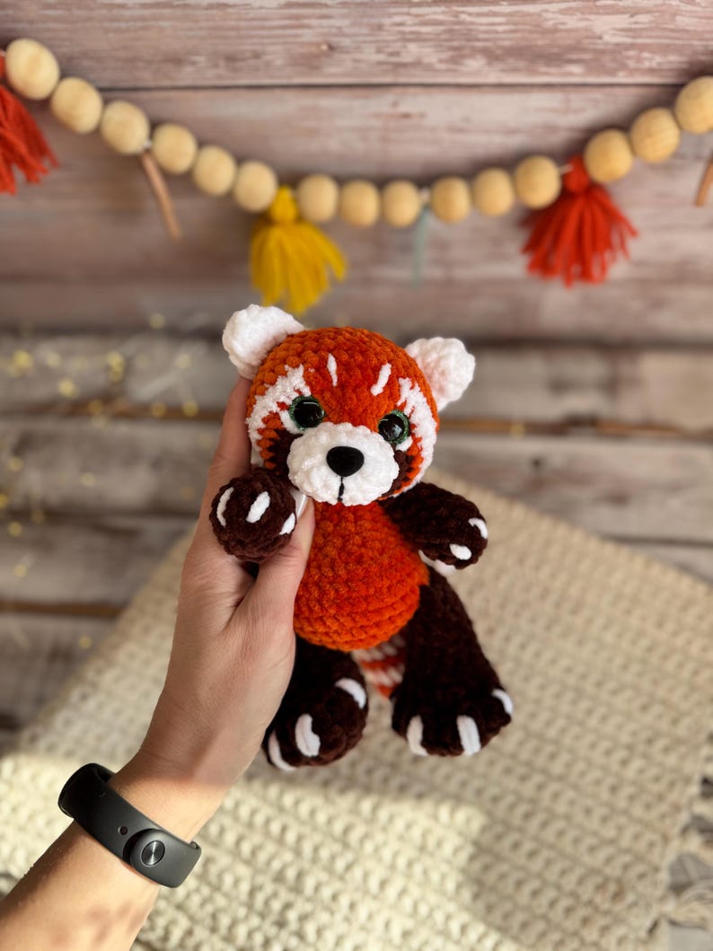 Crochet Red Panda Plush, Handmade Forest Animal, Cute Woodland Decor, Red Panda Lover Gift, Amigurumi Keepsake