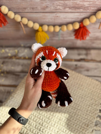 Crochet Red Panda Plush, Handmade Forest Animal, Cute Woodland Decor, Red Panda Lover Gift, Amigurumi Keepsake