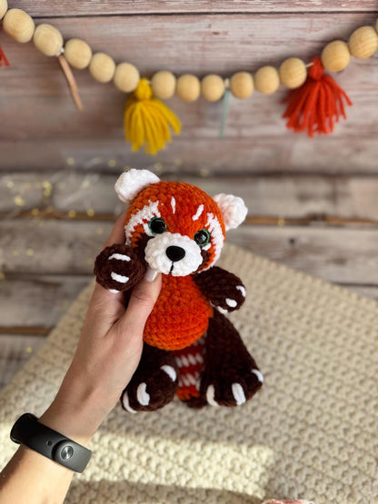 Crochet Red Panda Plush, Handmade Forest Animal, Cute Woodland Decor, Red Panda Lover Gift, Amigurumi Keepsake