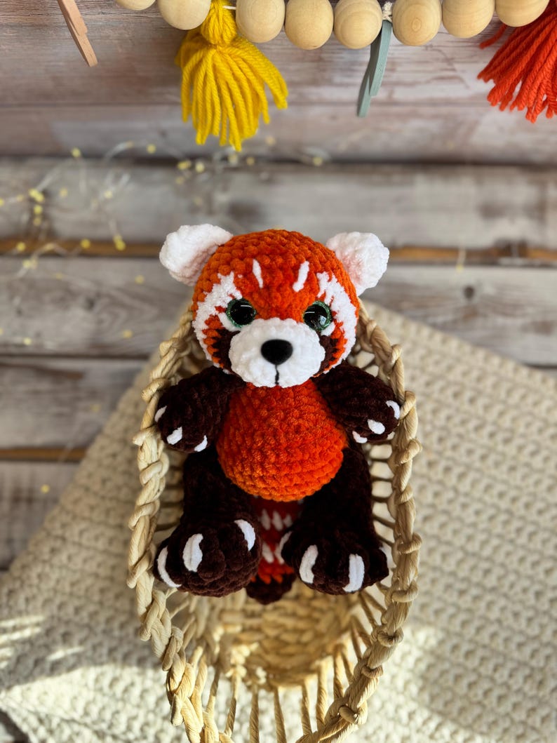 Crochet Red Panda Plush, Handmade Forest Animal, Cute Woodland Decor, Red Panda Lover Gift, Amigurumi Keepsake