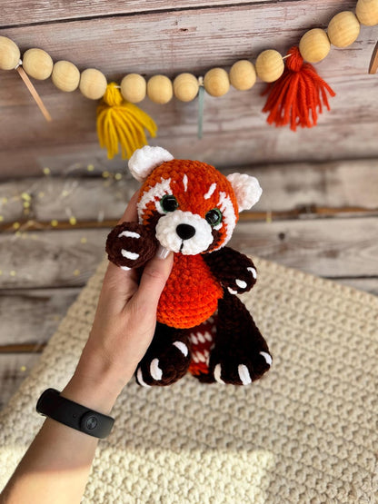 Crochet Red Panda Plush, Handmade Forest Animal, Cute Woodland Decor, Red Panda Lover Gift, Amigurumi Keepsake