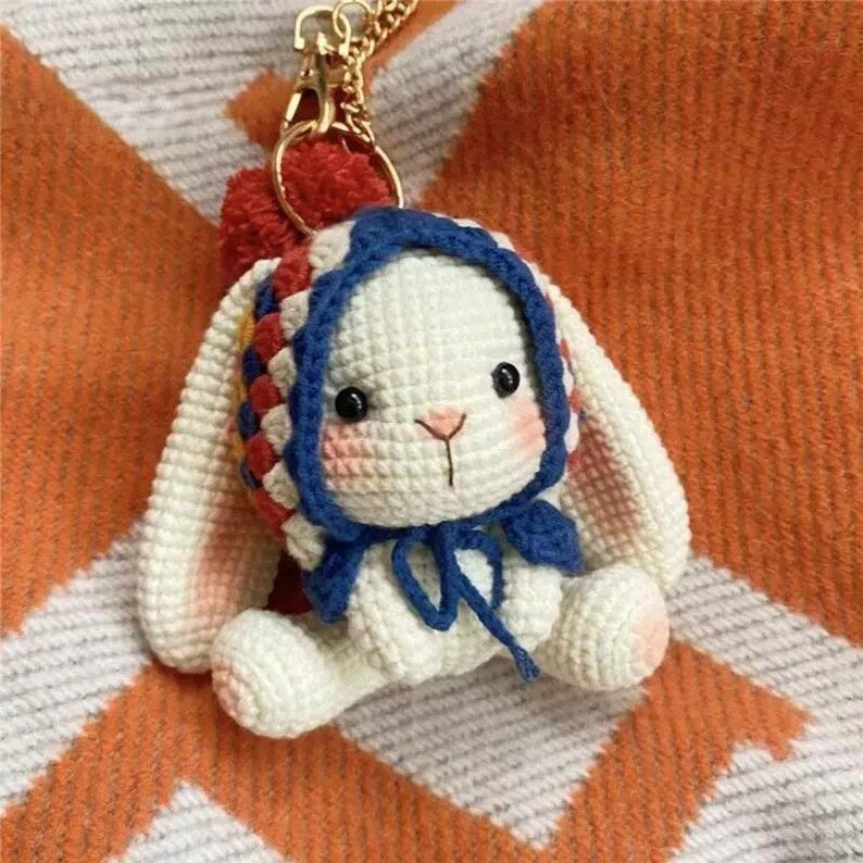 Handmade Crochet Bunny Keychain: Cotton Miffy Bag Charm