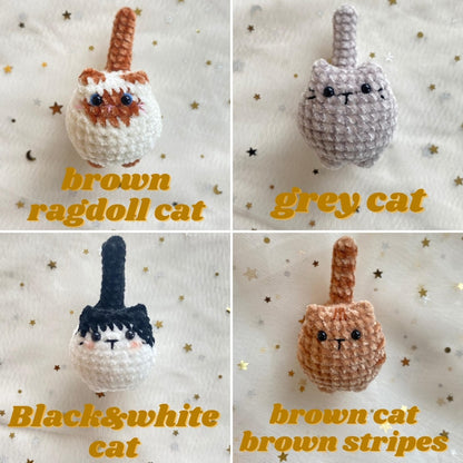 Crochet Cute Cat Keychain, Handmade Mini Crochet Amigurumi Cat Keychain, Cute Keyring, Crochet Cat Stuffed Animal, Cute Gifts For Cat Lovers