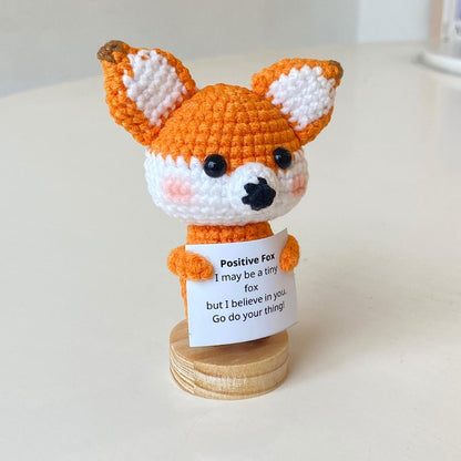 Funny Crochet Fox Positive With Desk Decorations, Supportive Fox Toy Plushies, Birthday Gift, Gifts For Children, Interesting Gifts