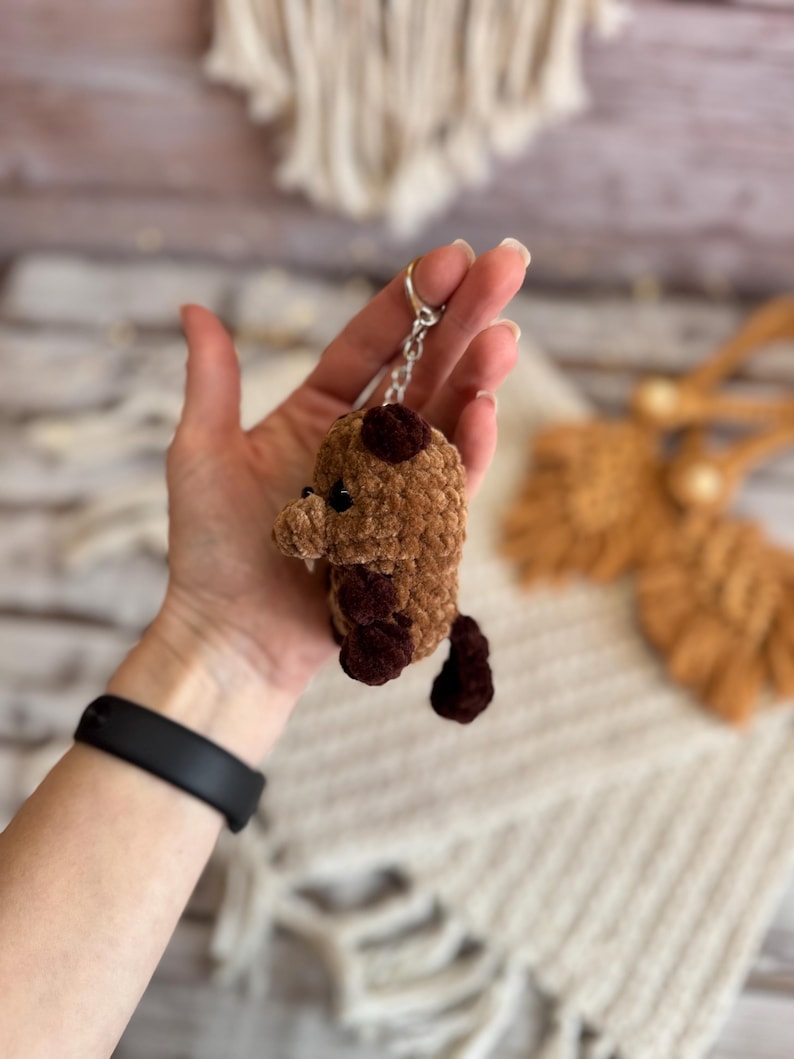 Car charms rear view mirror hanger Crochet beaver keychain bag charm, car decor accessory, first car gift